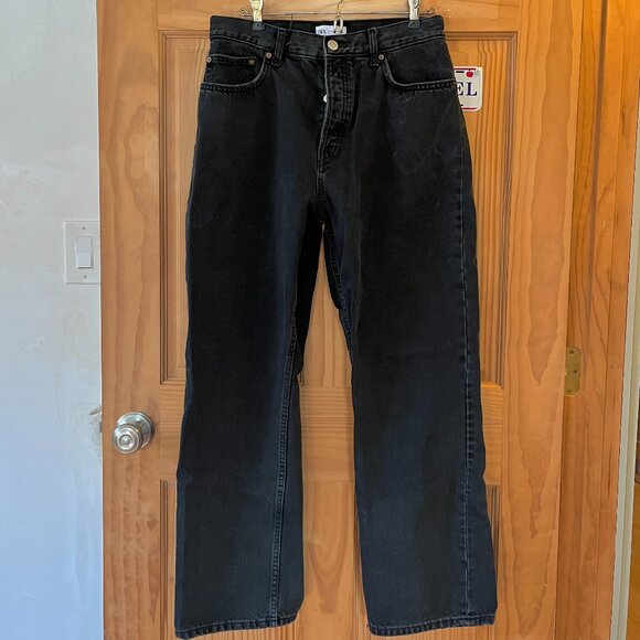 Zara High-waisted Straight Jeans Black Size 12 - Picture 5 of 15